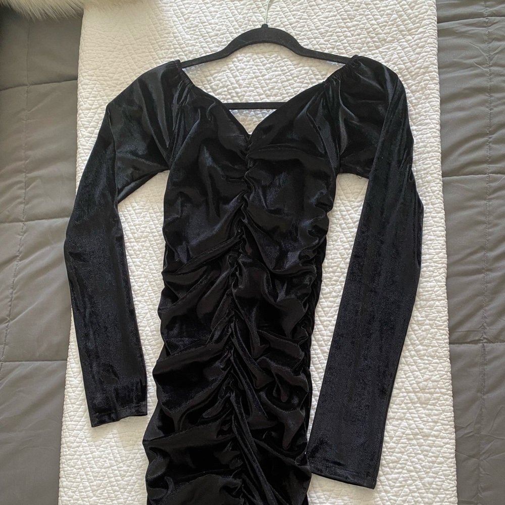 Short Black LBD Ruched Dress
